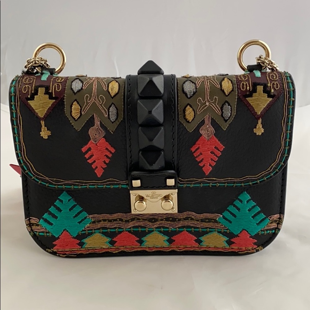 Valentino Hand Embroidered Mini Flap Bag Black NWT